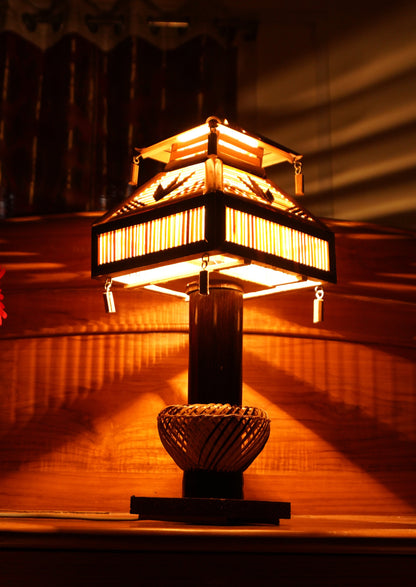 Bamboo Golden Tabletop Lamp