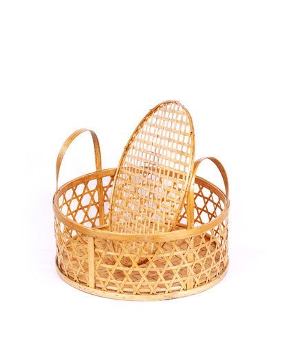 Bamboo Round Picnic Basket